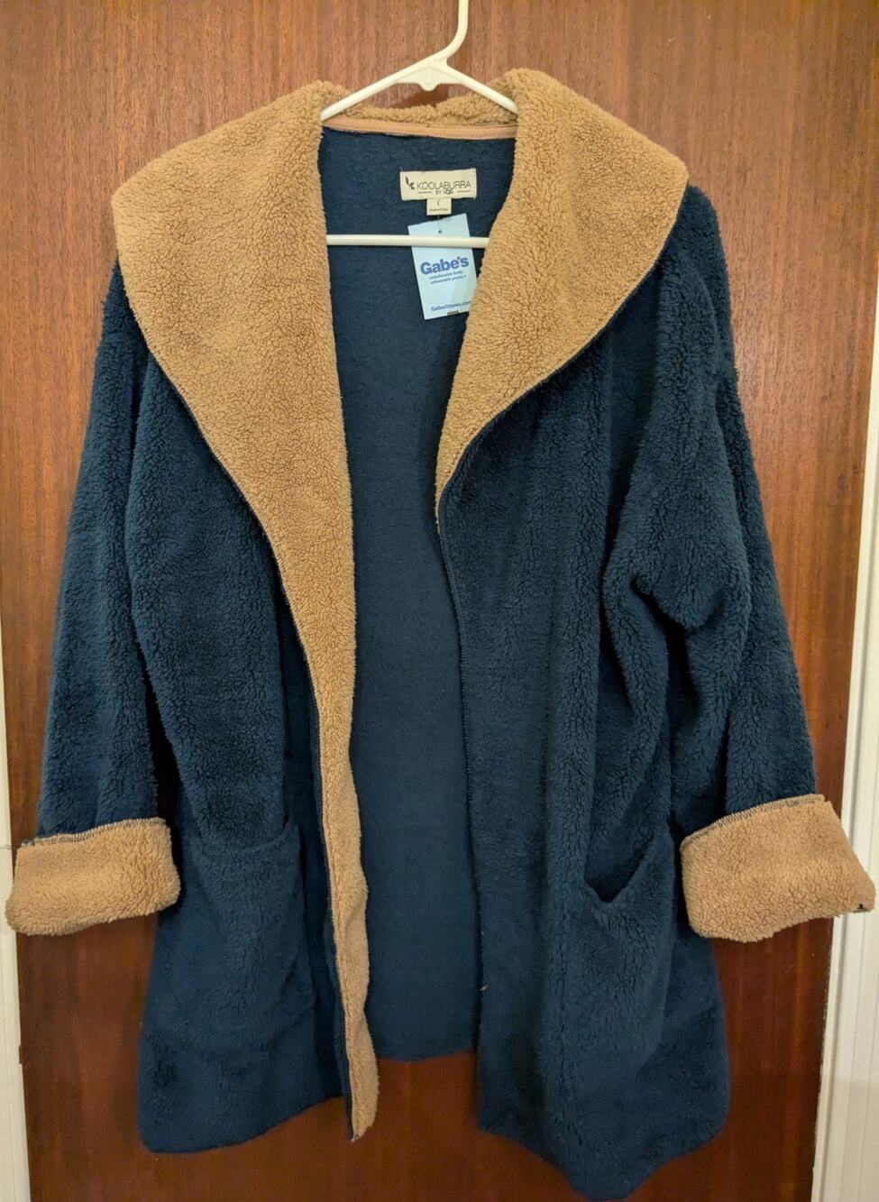 Koolaburra by UGG Women's Navy Tan Fleece Sweater Jacket Size Large NWT